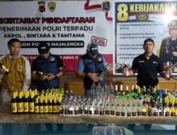 Hasil Operasi Pekat, Polres Majalengka Sita 502 Botol Miras Ilegal