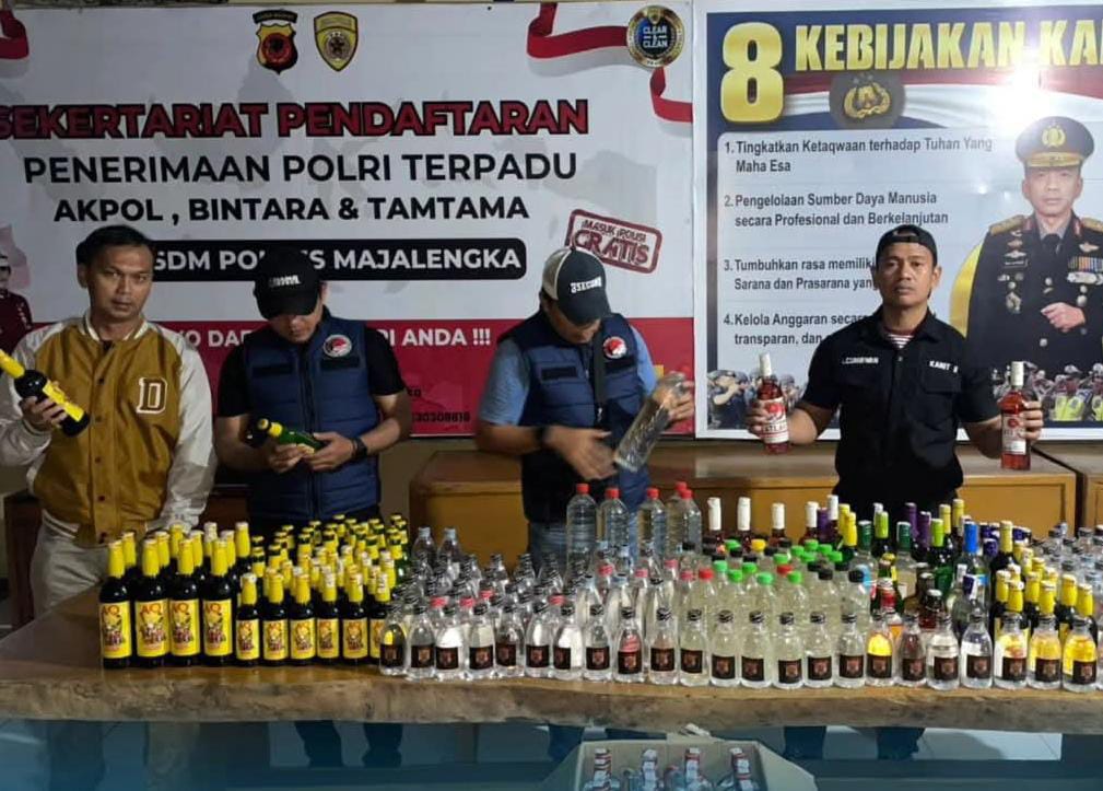 Hasil Operasi Pekat, Polres Majalengka Sita 502 Botol Miras Ilegal