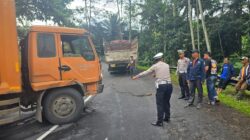 Truk Box Gagal Nanjak, Hampir Terbalik di Jalan Raya Tasik-Garut