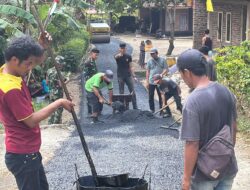 Satgas TMMD di Parungponteng Wujudkan Jalan Desa Semi Hotmix